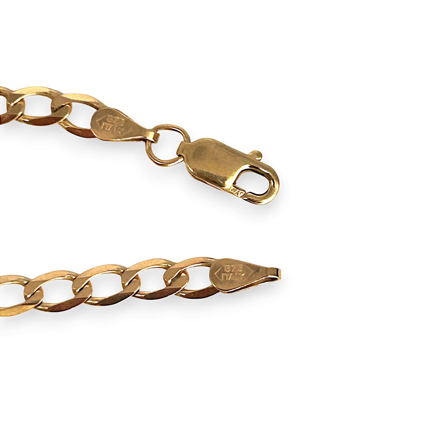 GOLD DEAL | 9ct (9K) Gold Radiant Flat Curb Bracelet. Length 21.5cm