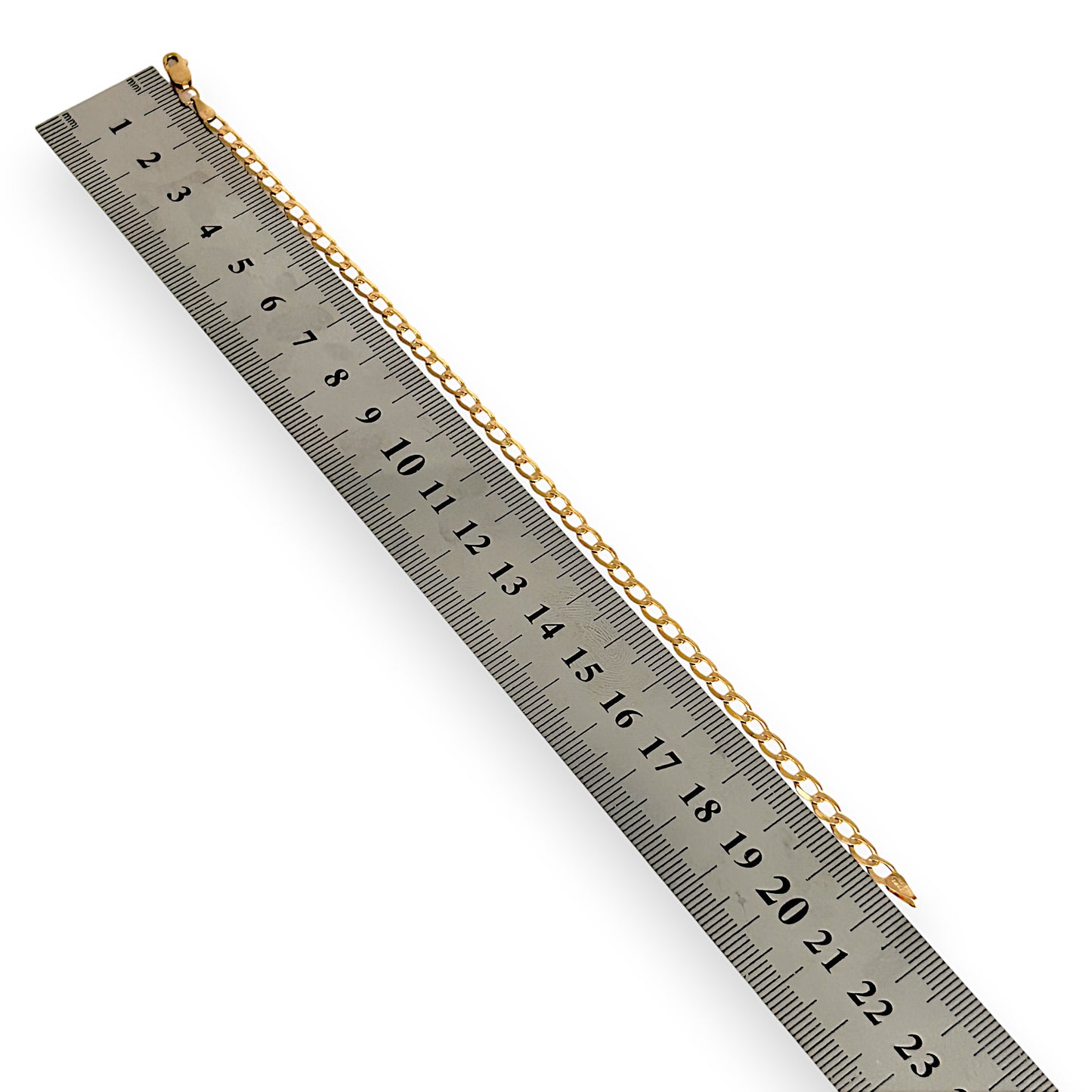 GOLD DEAL | 9ct (9K) Gold Radiant Flat Curb Bracelet. Length 21.5cm