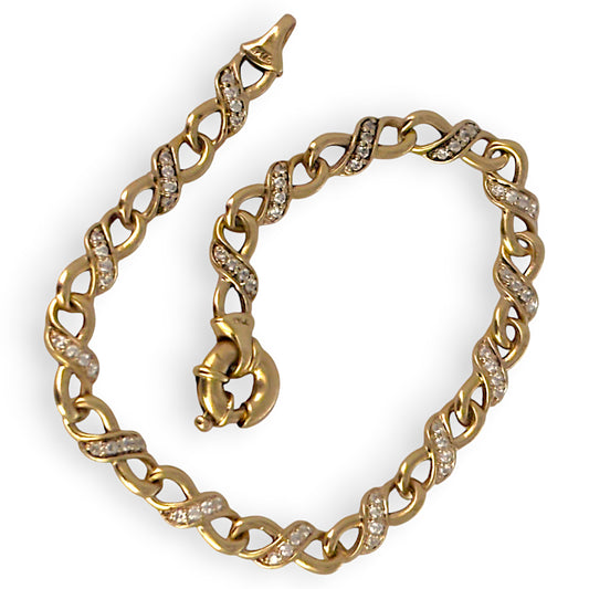 GOLD DEAL | 9ct Gold Bracelet with CZ stone Length 21.65cm Valuation $2,900