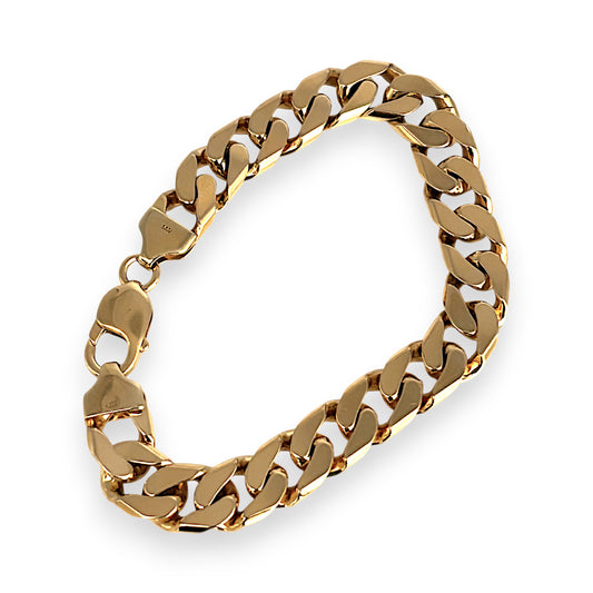 GOLD DEAL | NZ 9ct (9K) Gold Masculine 10.9mm Curb Link Refurbished 45.41g Bracelet 21cm