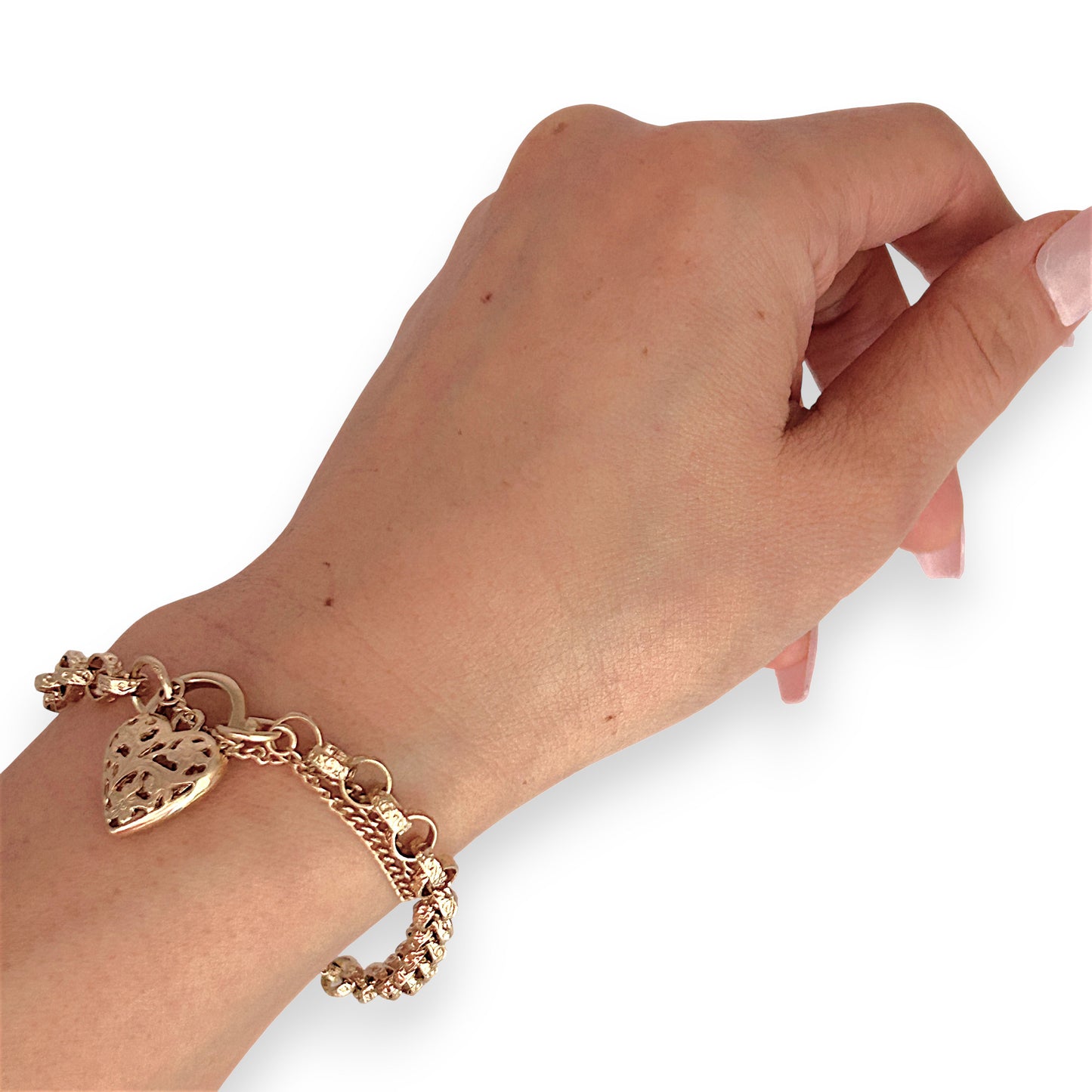 GOLD DEAL | 9ct Gold Refurbished Belcher 20cm Bracelet Heart Padlock