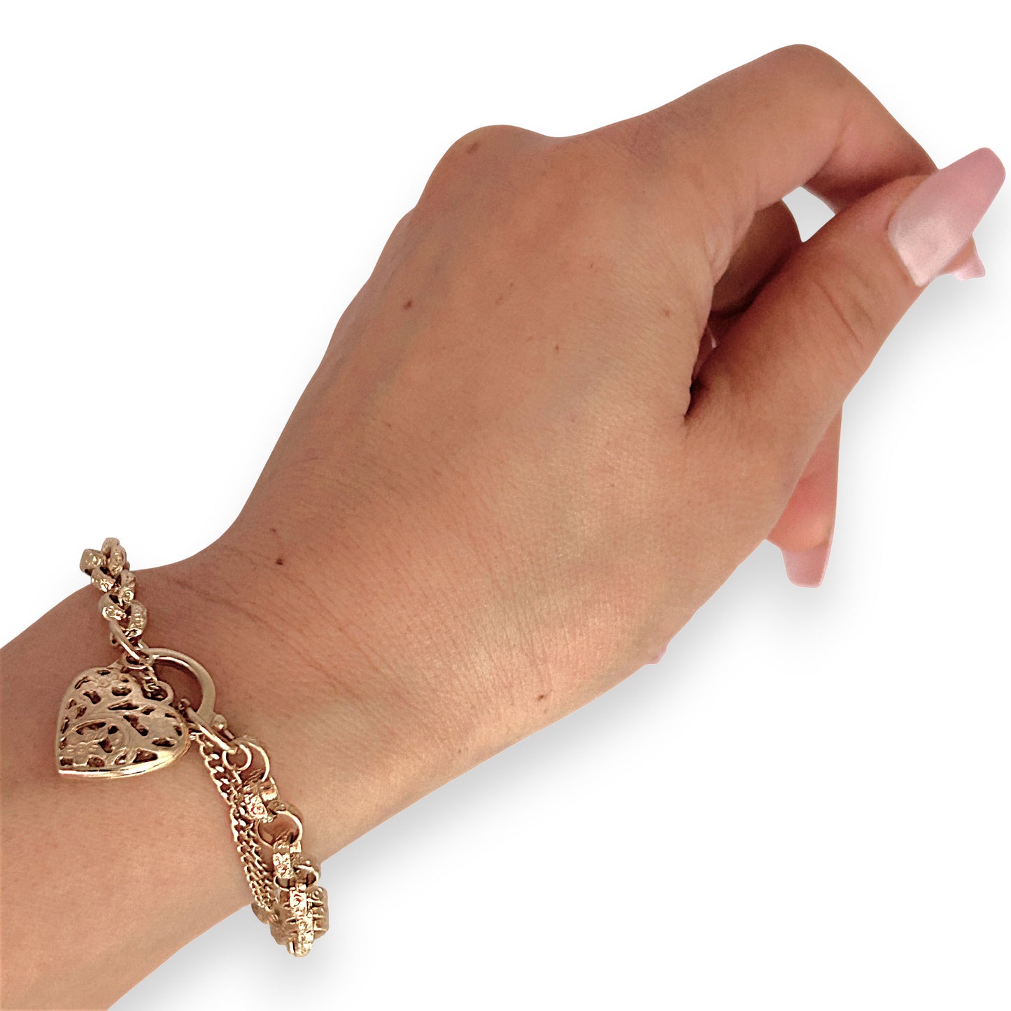 GOLD DEAL | 9ct Gold Refurbished Belcher 20cm Bracelet Heart Padlock