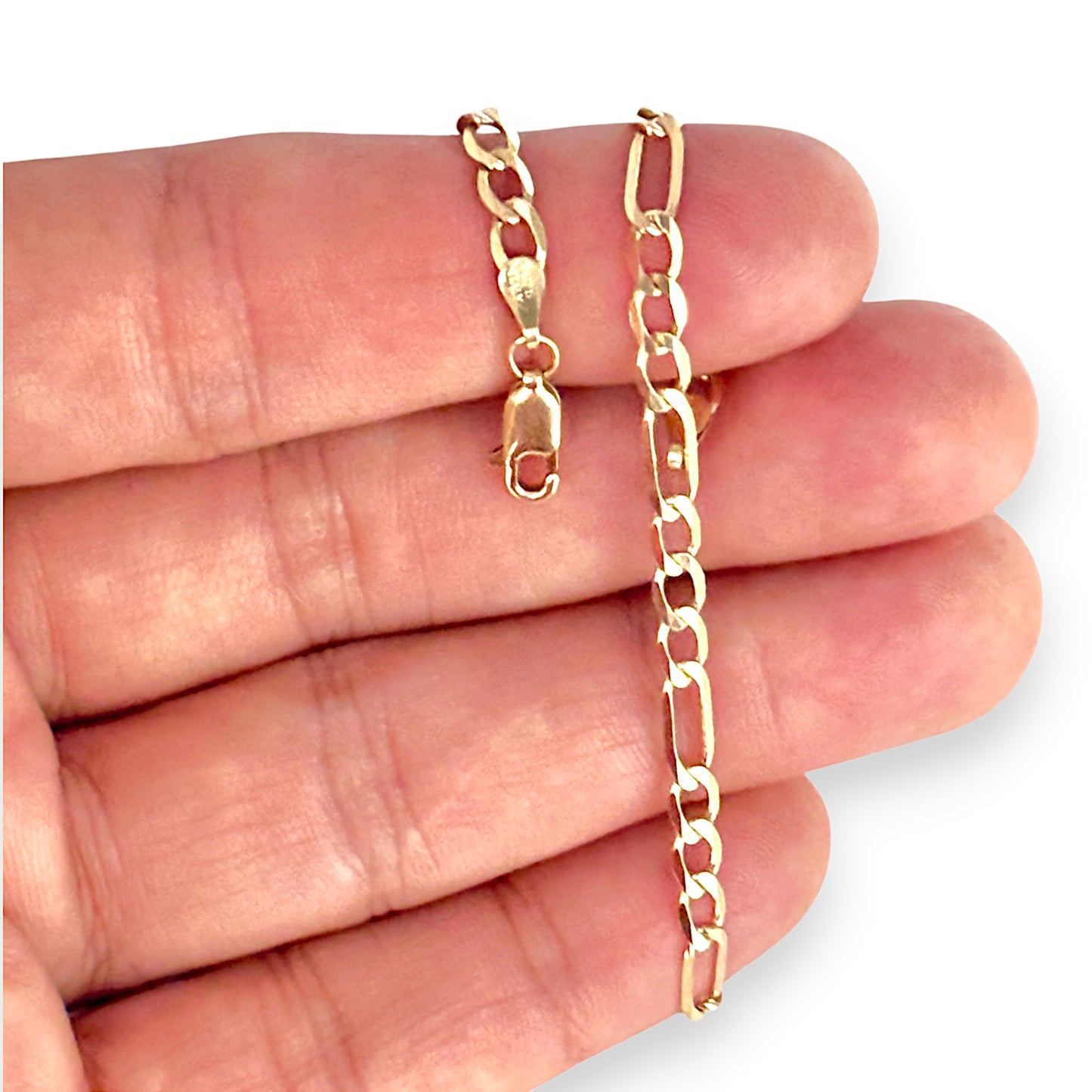 GOLD DEAL | 9ct Gold Figaro Flat Bracelet Length 21cm