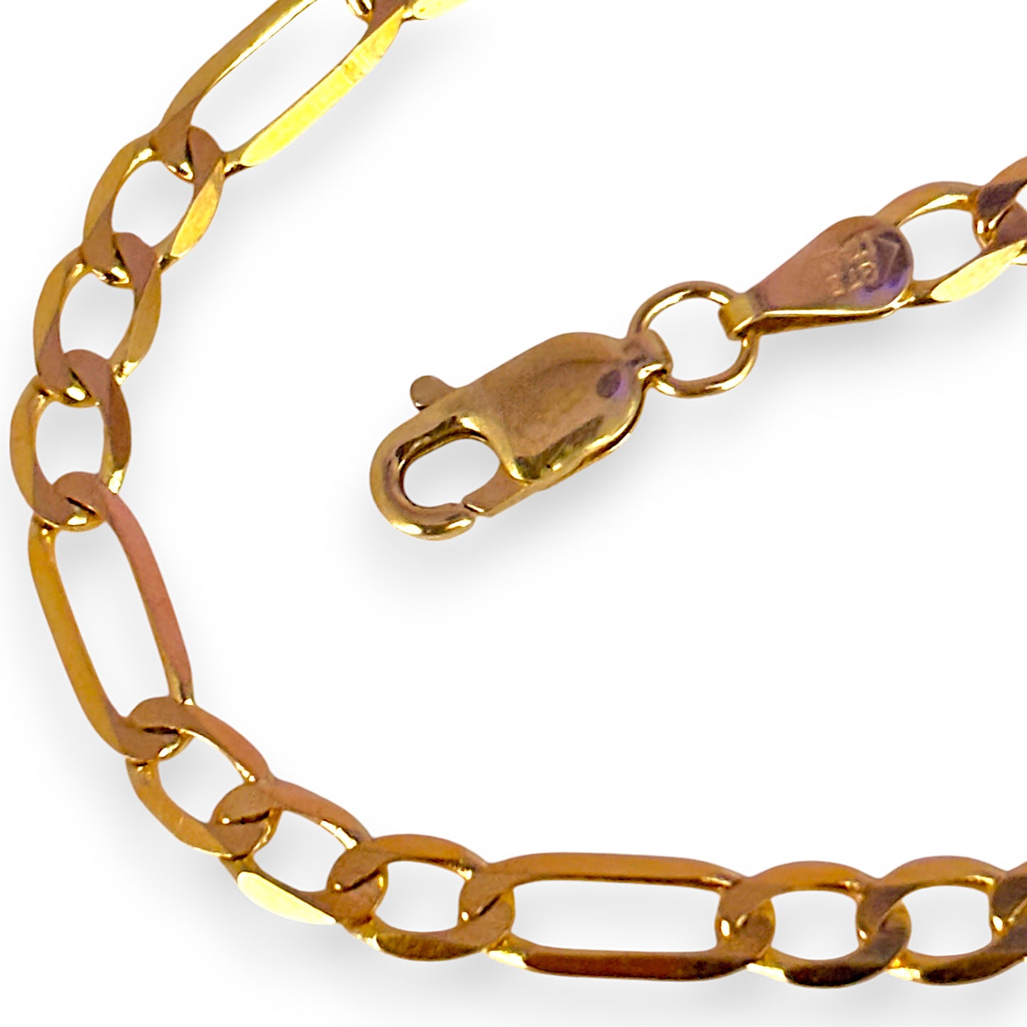 GOLD DEAL | 9ct Gold Figaro Flat Bracelet Length 21cm