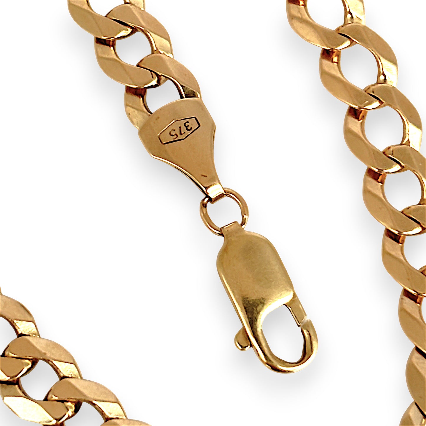 GOLD DEAL | 9ct (9K) Gold Rounded Curb Flat Link Bracelet 25cm
