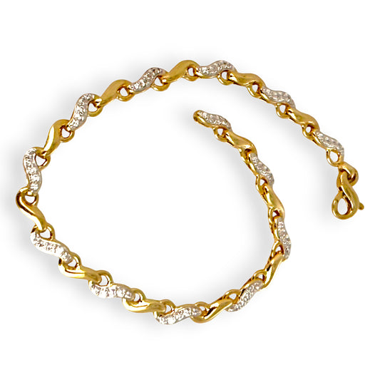GOLD DEAL | 9ct Gold Hand Assembled Bracelet with Numerous CZ Valuation $1,950