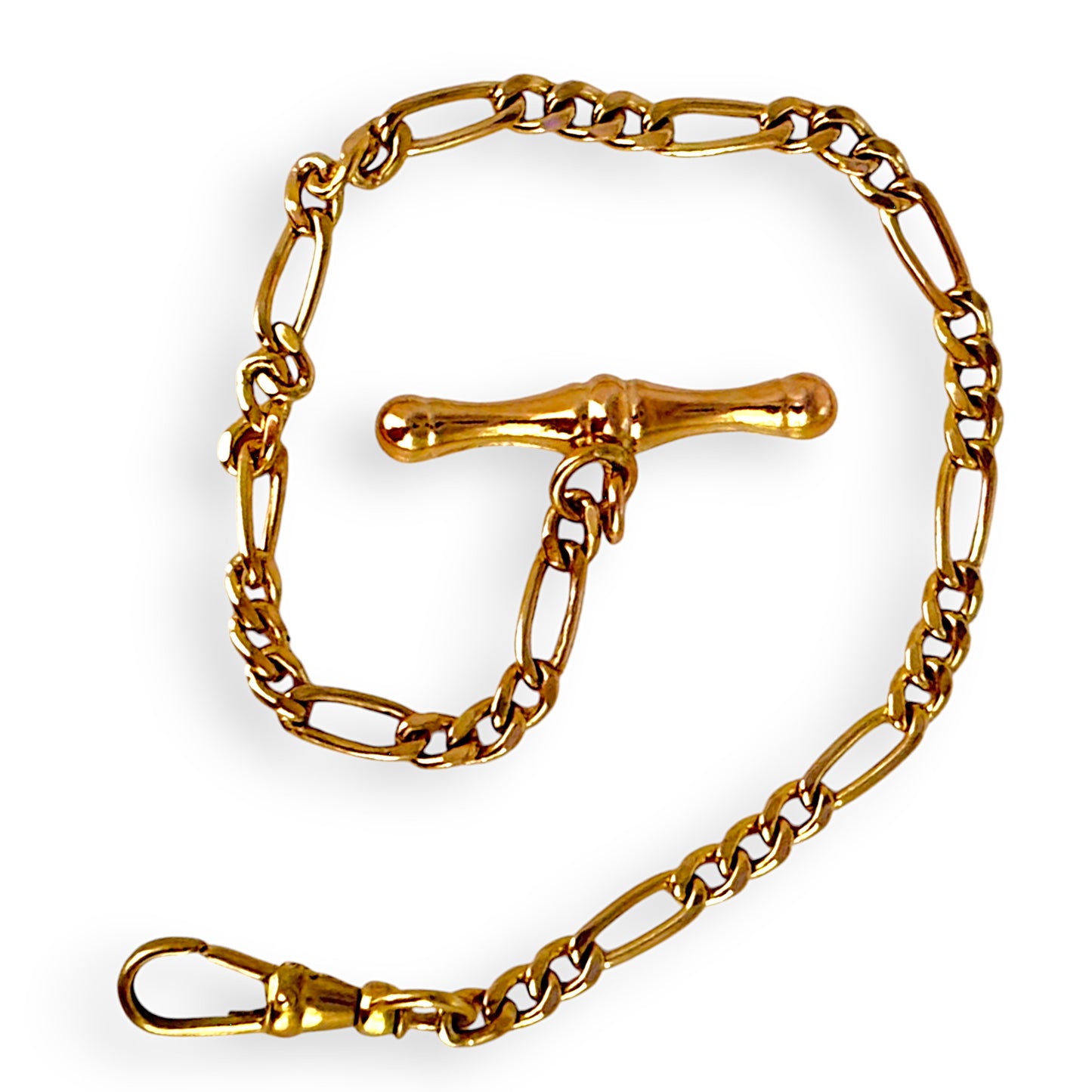 9ct Gold Figaro Bracelet Length 19cm with Fob. R # 737