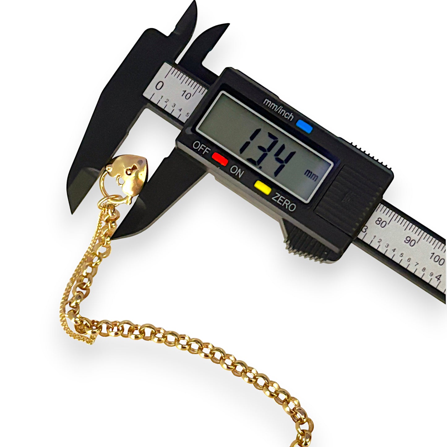 9ct Gold Belcher Bracelet L 18cm Solid Heart Padlock Valuation $2,790. R # 738