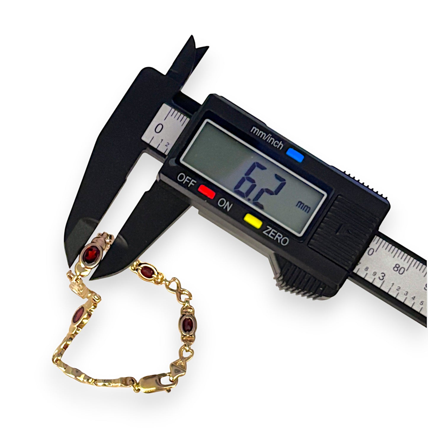 GOLD DEAL | 9ct Gold Crossover Link Natural Garnet Bracelet