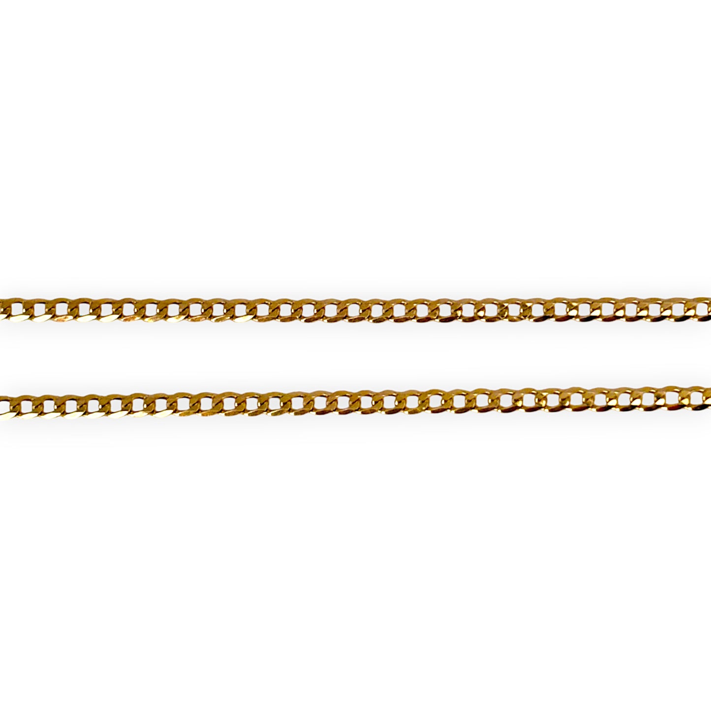 9ct Gold Flat Curb Link Light Weight Solid Chain Length 40cm. R # 754