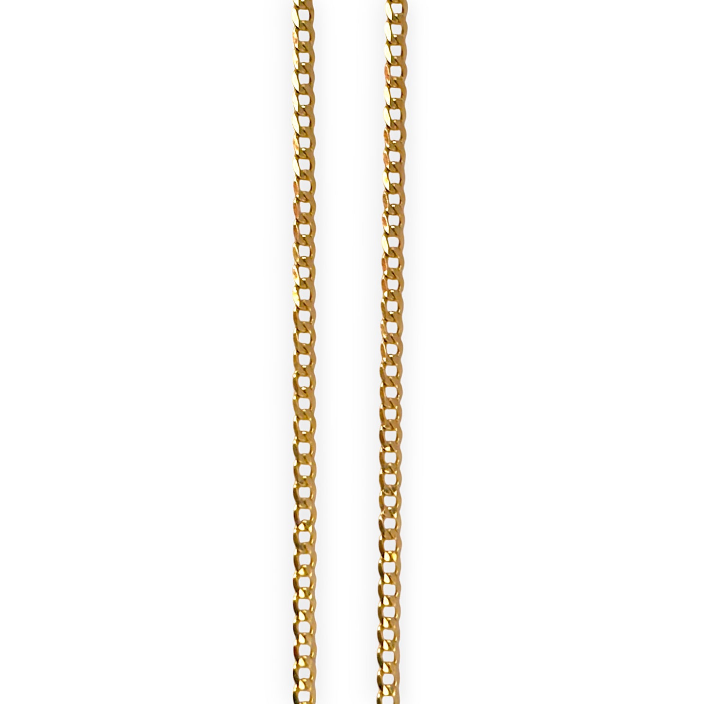 9ct Gold Flat Curb Link Light Weight Solid Chain Length 40cm. R # 754