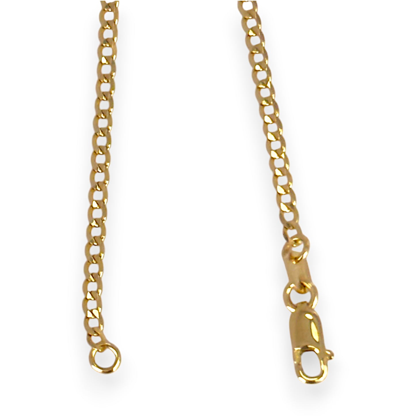 9ct Gold Flat Curb Link Light Weight Solid Chain Length 40cm. R # 754