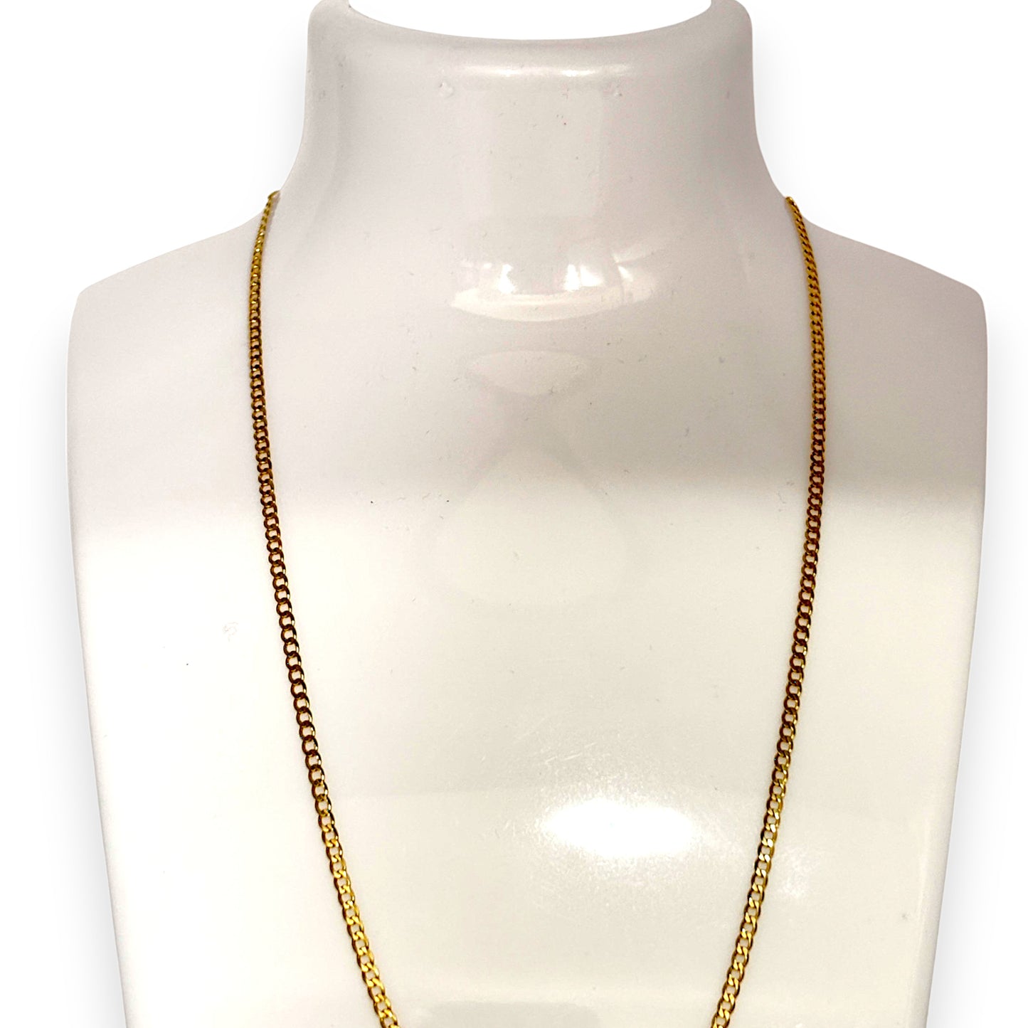 9ct Gold Flat Curb Link Light Weight Solid Chain Length 40cm. R # 754