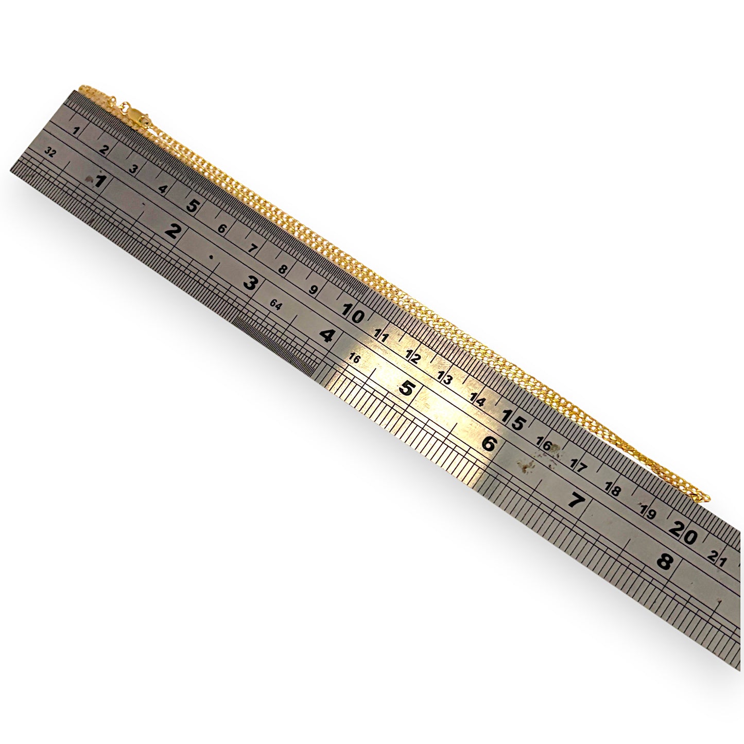 9ct Gold Flat Curb Link Light Weight Solid Chain Length 40cm. R # 754