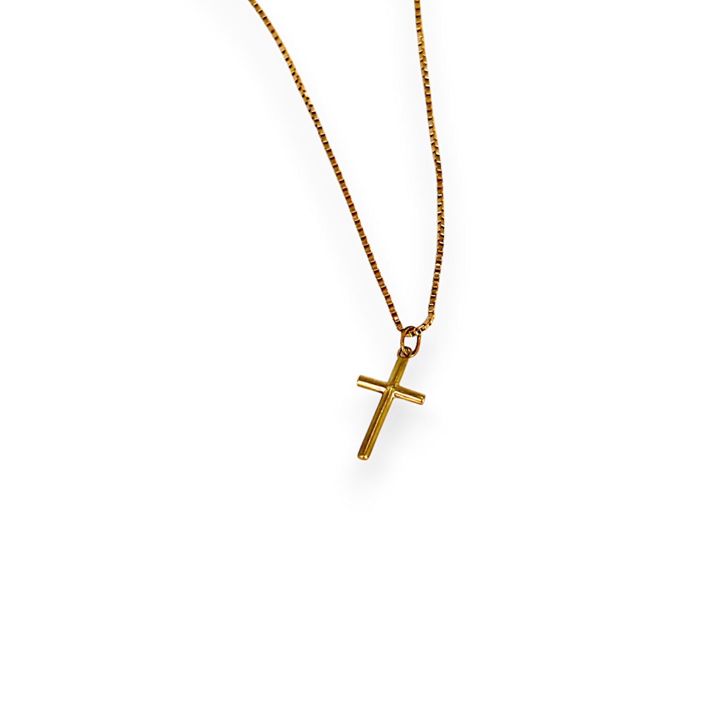 GOLD DEAL | 9ct Gold Soft Edge Box Chain & Cross Set 56cm long