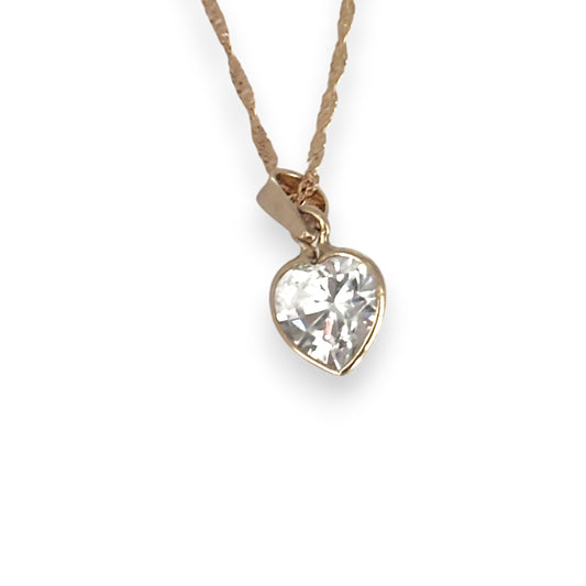 9ct gold 40cm Chain Heart pendant 5.4mm CZ Stone. R # 769