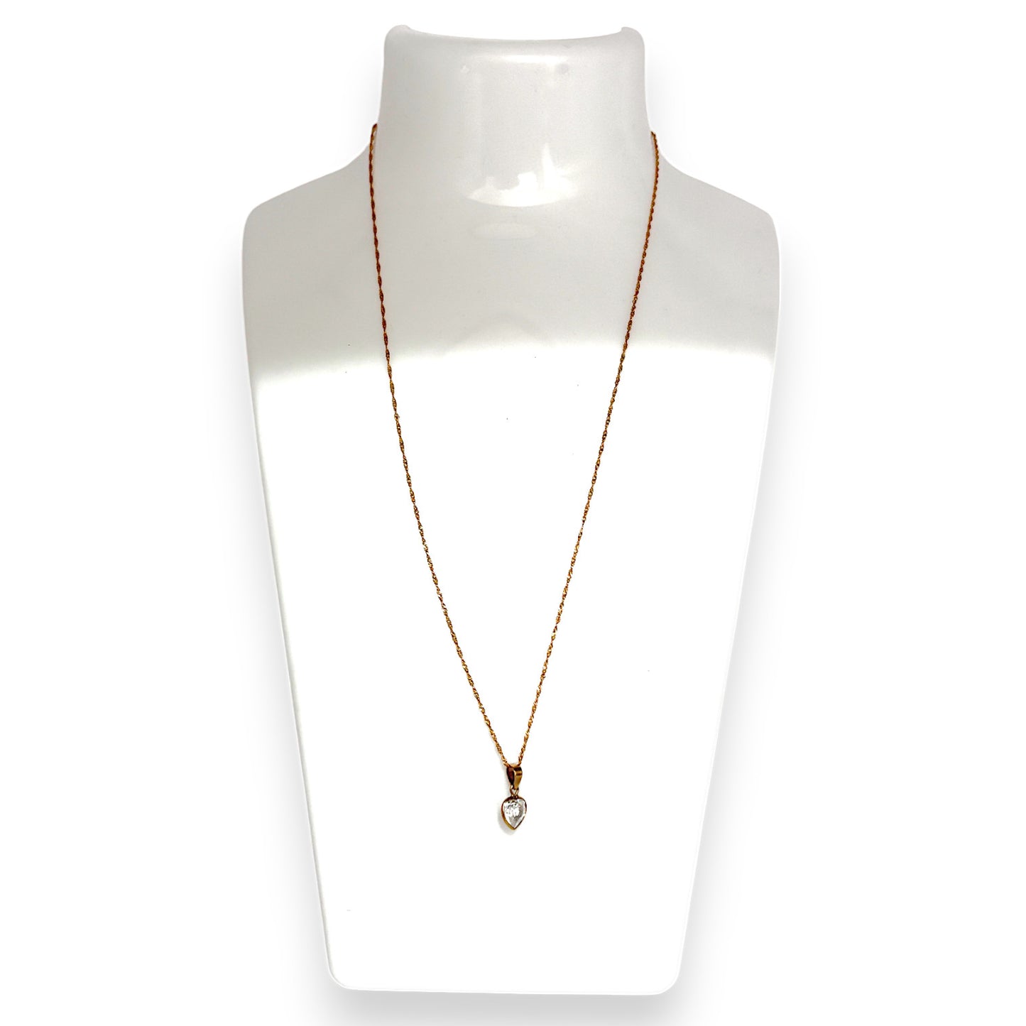 9ct gold 40cm Chain Heart pendant 5.4mm CZ Stone. R # 769