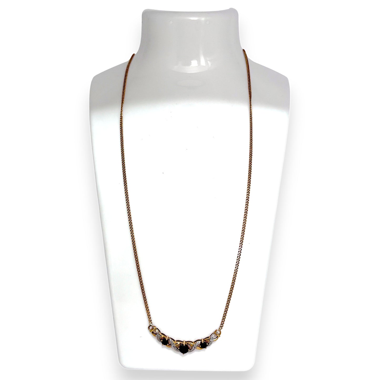 GOLD DEAL | FLASH SALE 9ct Gold Sapphire & Diamond Necklace Length 42cm