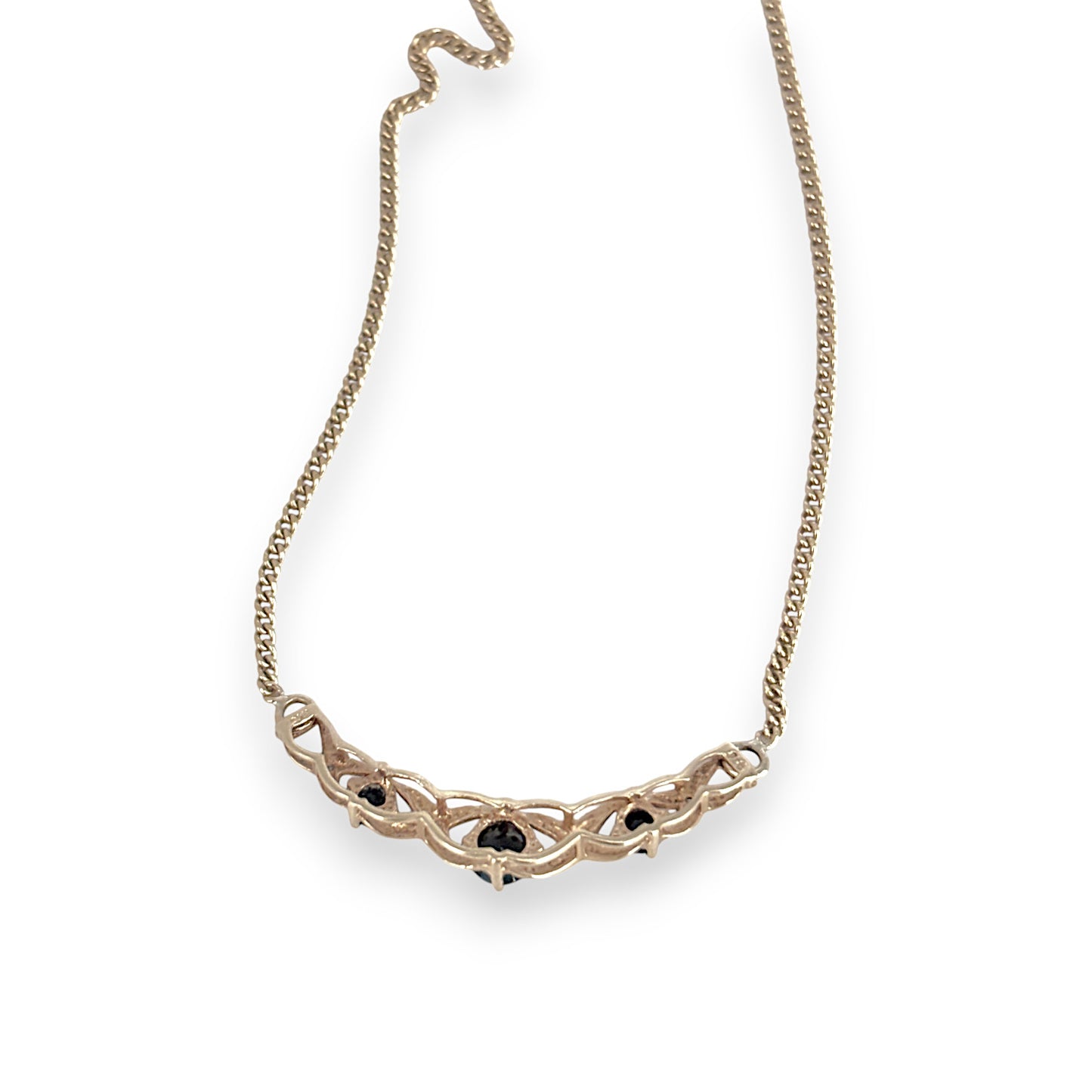 GOLD DEAL | FLASH SALE 9ct Gold Sapphire & Diamond Necklace Length 42cm