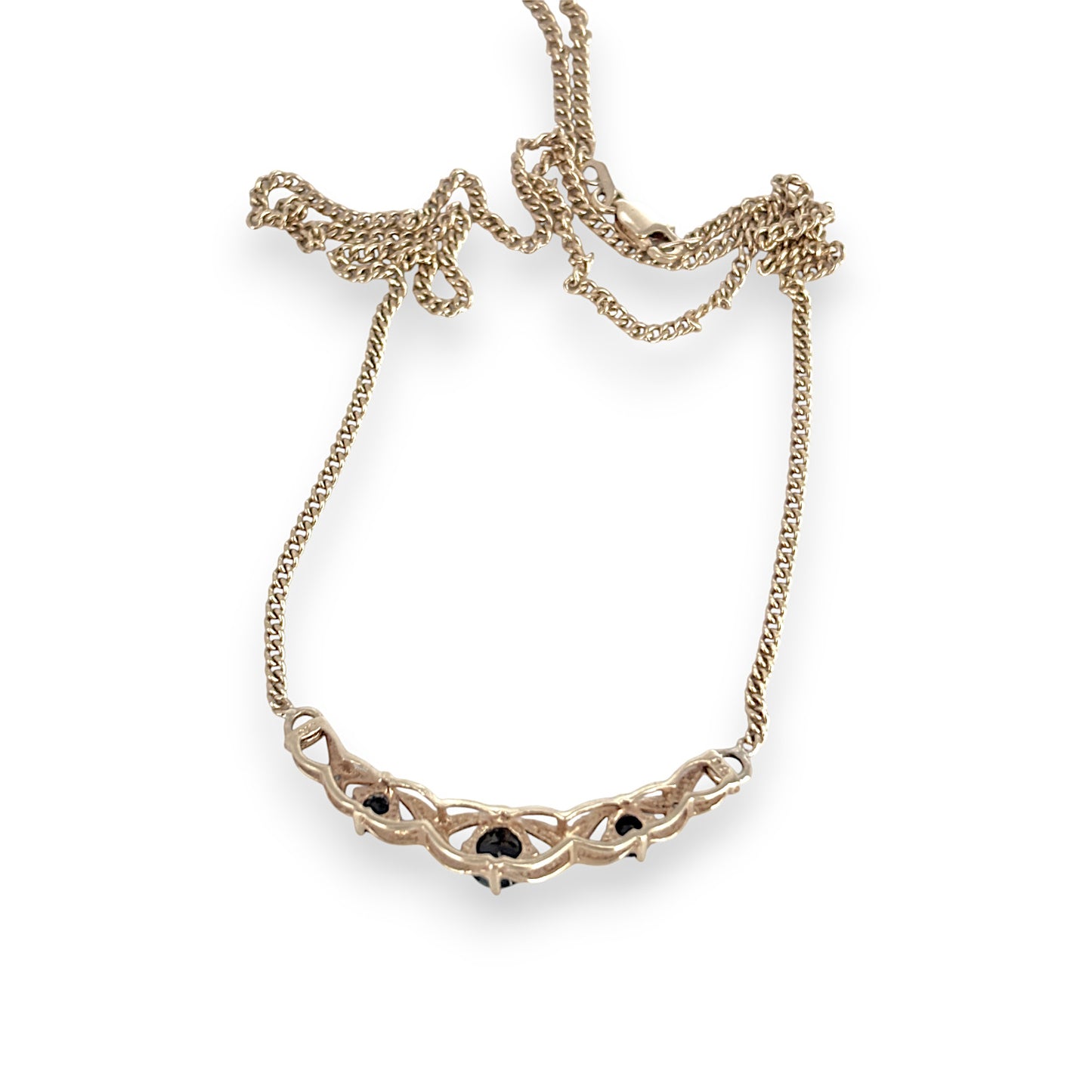 GOLD DEAL | FLASH SALE 9ct Gold Sapphire & Diamond Necklace Length 42cm