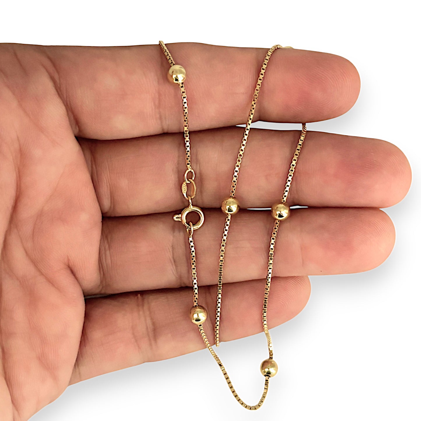 GOLD DEAL | 18ct (18K) Gold 40cm Solid Moon Cut Bead Chain