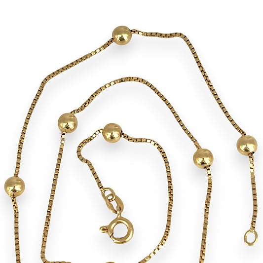 XMAS DEAL | 18kt Gold 40cm Solid Moon Cut Bead Chain