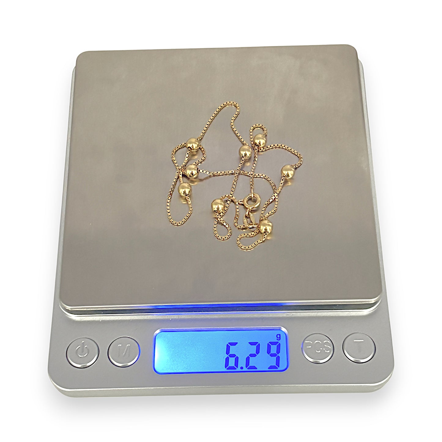 GOLD DEAL | 18ct (18K) Gold 40cm Solid Moon Cut Bead Chain