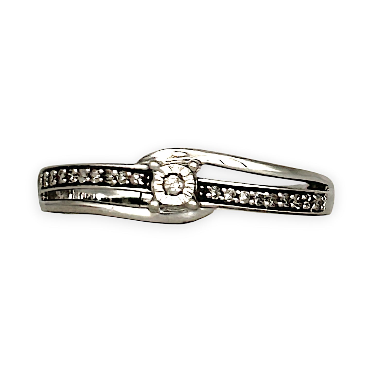 GOLD DEAL | 10ct (10K) MICHAEL HILL White Gold Double Row Ring with Diamond