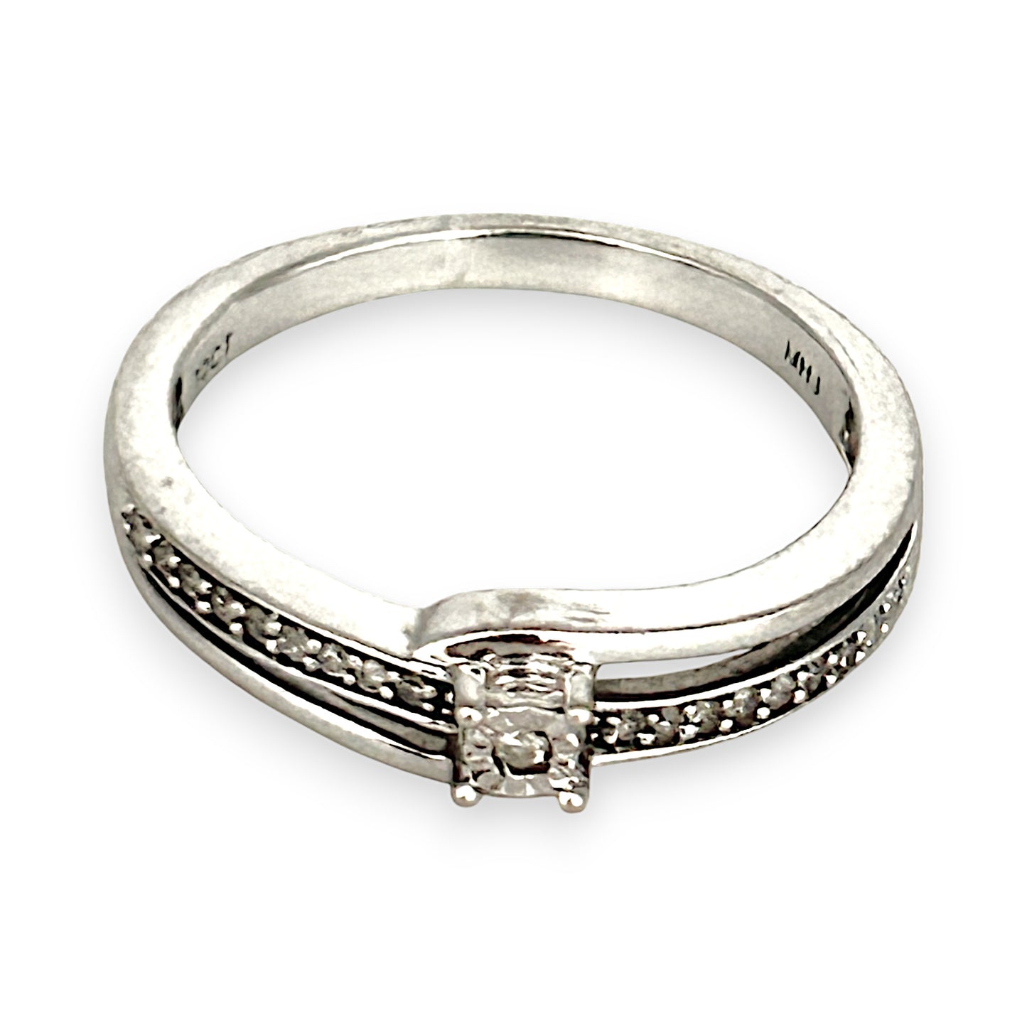 GOLD DEAL | 10ct (10K) MICHAEL HILL White Gold Double Row Ring with Diamond