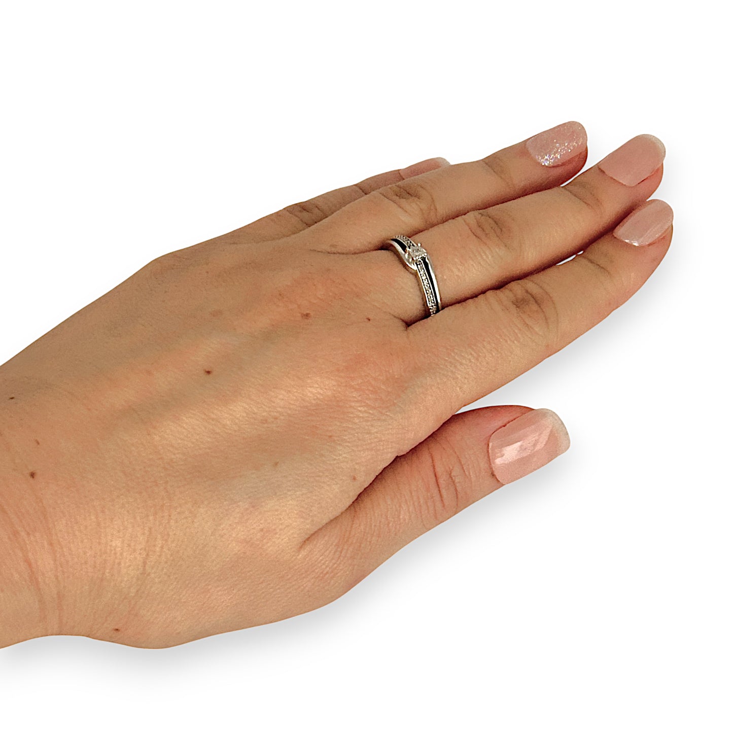 GOLD DEAL | 10ct (10K) MICHAEL HILL White Gold Double Row Ring with Diamond