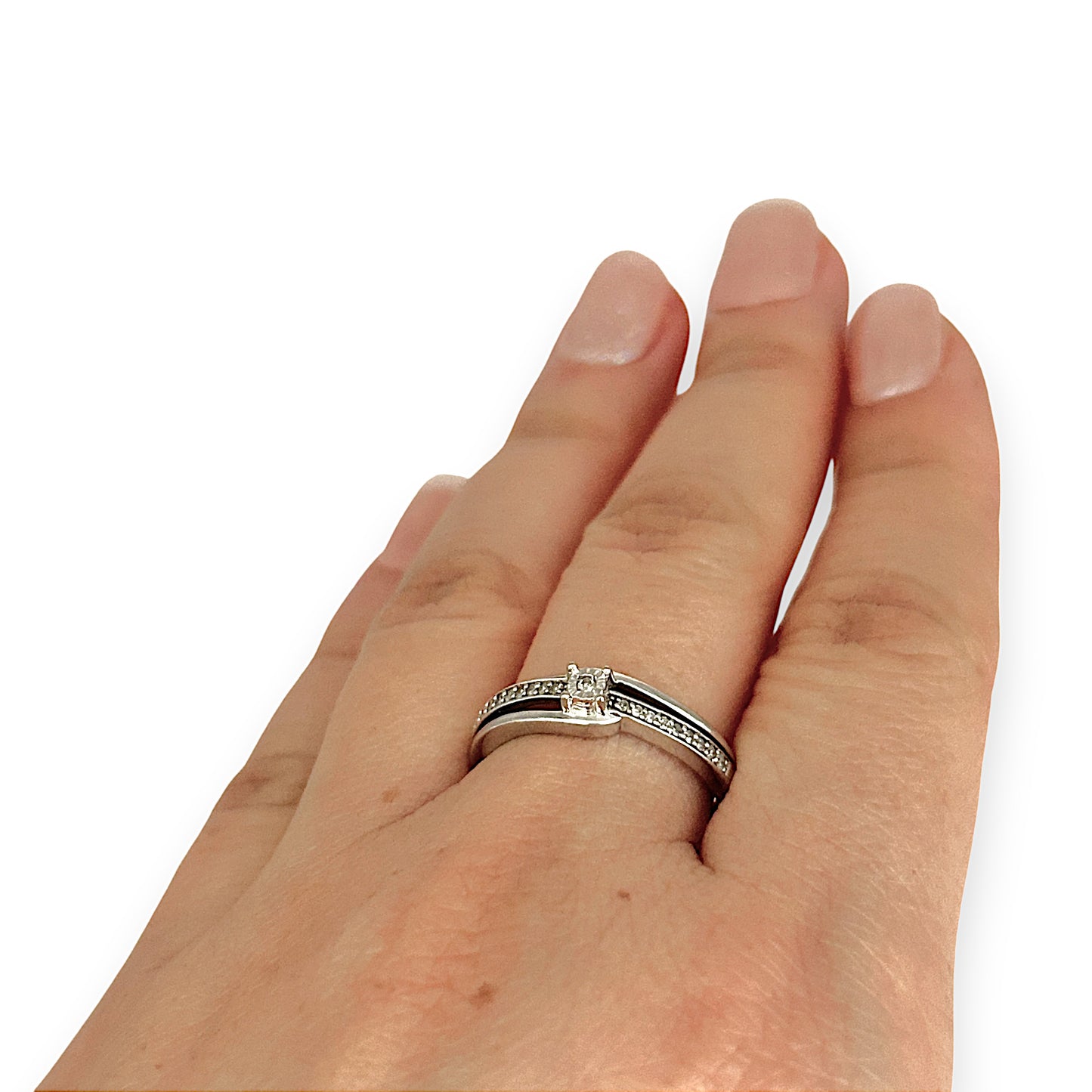 GOLD DEAL | 10ct (10K) MICHAEL HILL White Gold Double Row Ring with Diamond