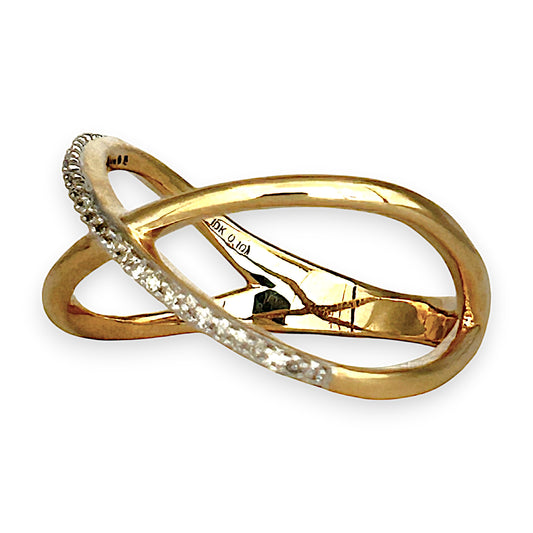 GOLD DEAL | 10ct (10K) Gold MICHAEL HILL Crossover Ring with Diamonds