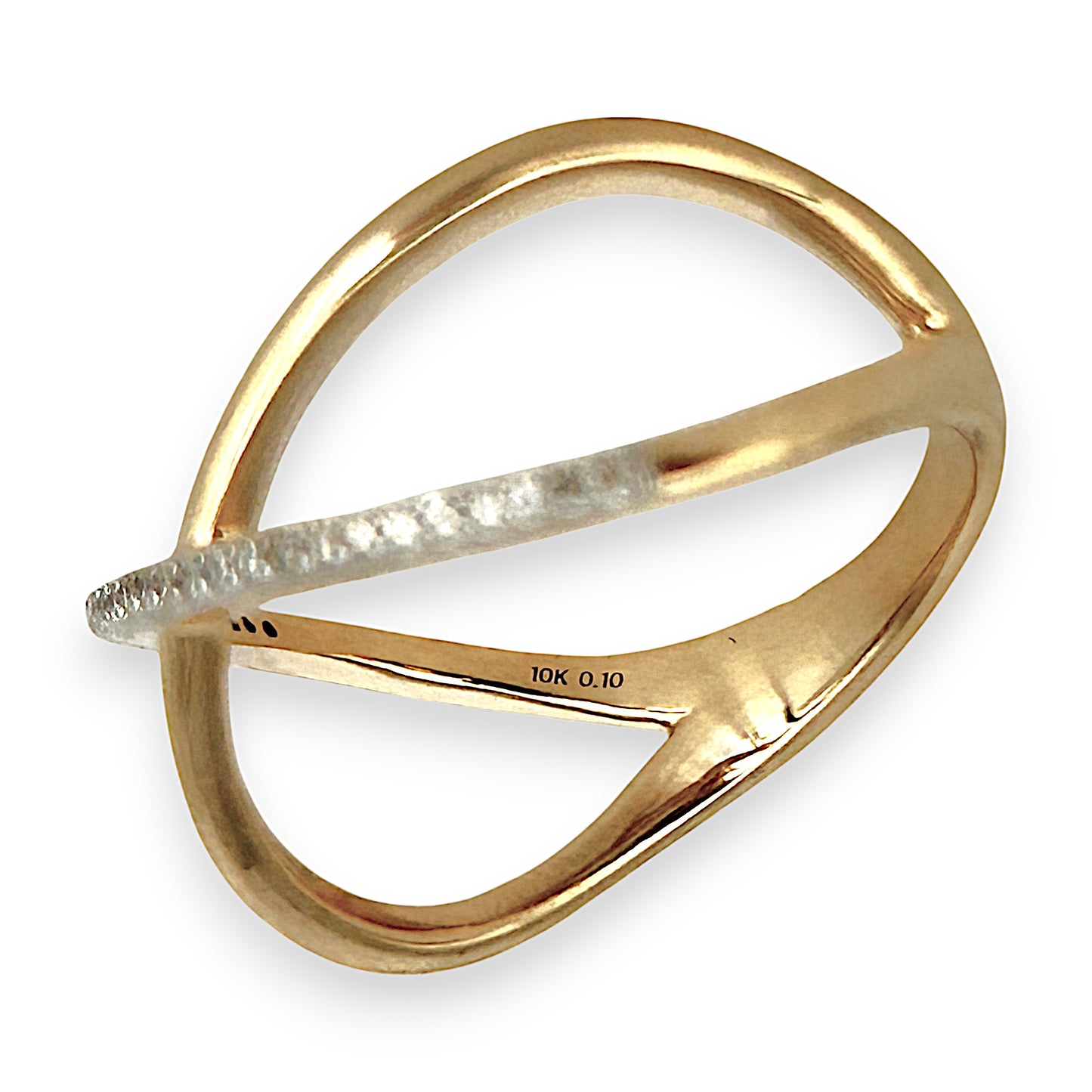 GOLD DEAL | 10ct (10K) Gold MICHAEL HILL Crossover Ring with Diamonds