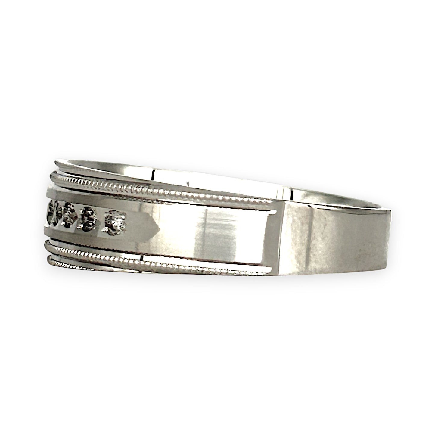 GOLD DEAL | 10ct (10K) White Gold Luminous Band with Diamond