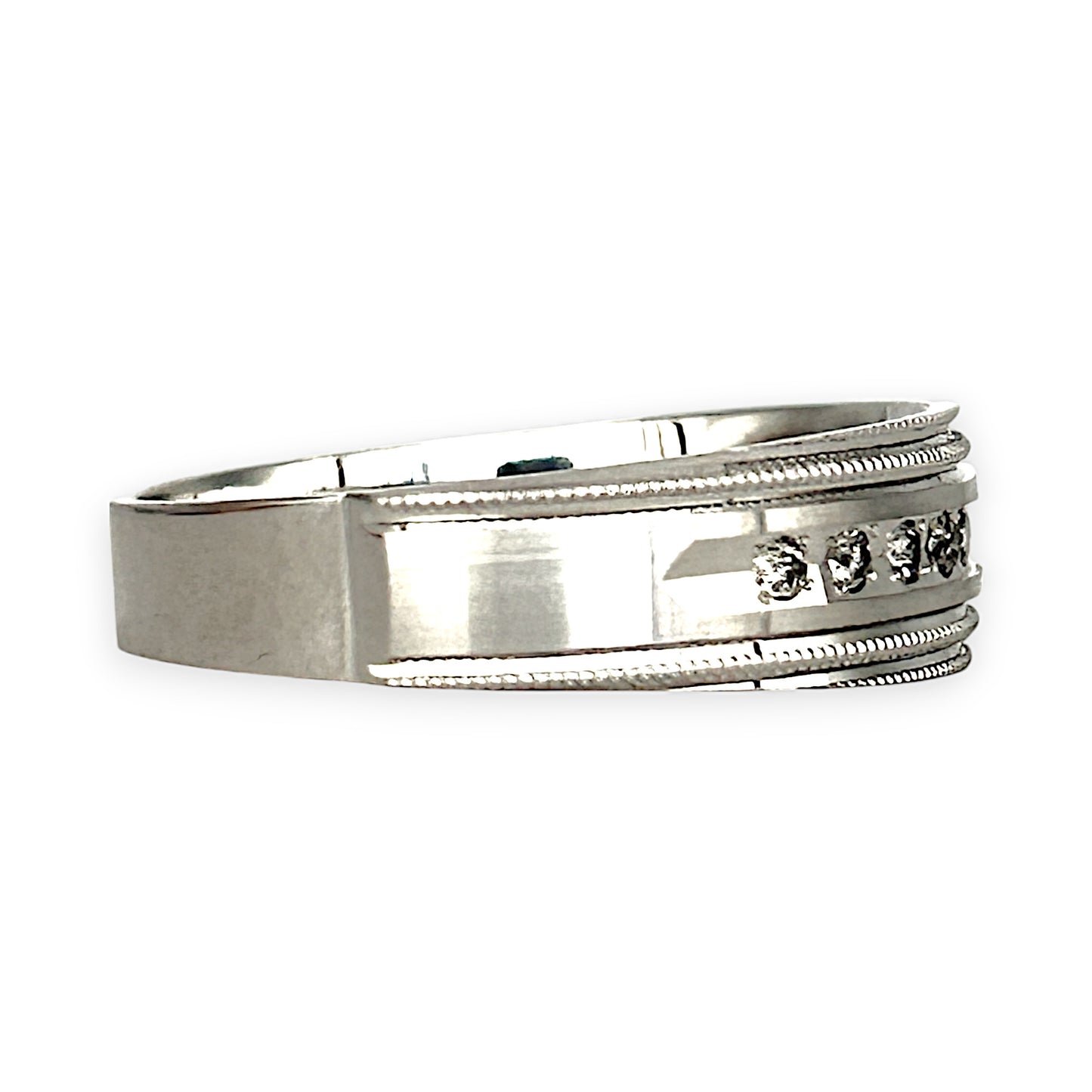 GOLD DEAL | 10ct (10K) White Gold Luminous Band with Diamond