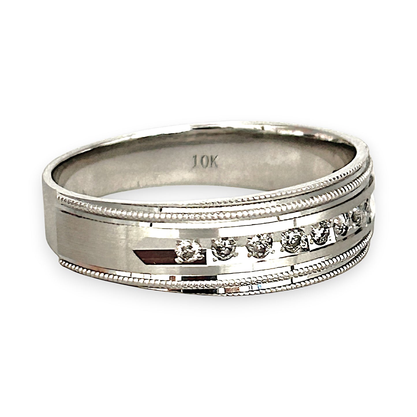 GOLD DEAL | 10ct (10K) White Gold Luminous Band with Diamond
