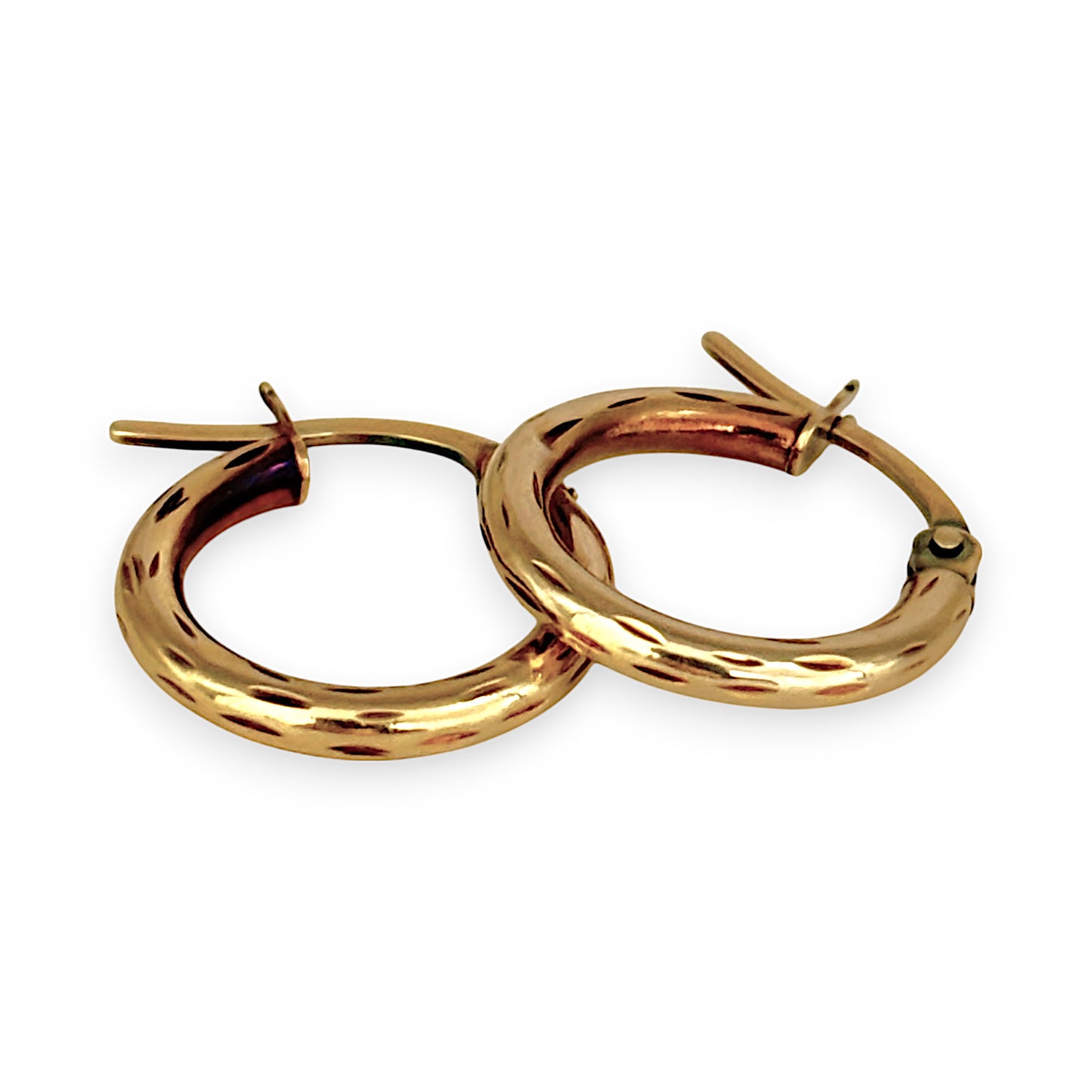 GOLD DEAL | 10K Gold MICHAEL HILL 13.9mm Dimple Hoop Earrings