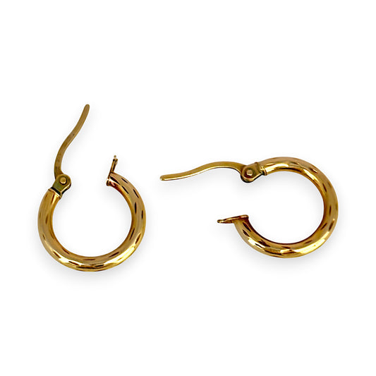 GOLD DEAL | 10K Gold MICHAEL HILL 13.9mm Dimple Hoop Earrings