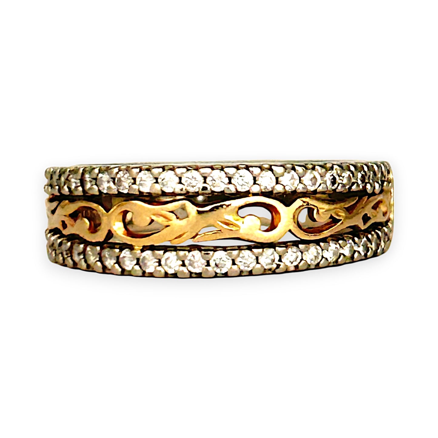 GOLD DEAL | 14ct (14K) Gold Y/W Na Hoku Nalini Ring with Diamonds Size N