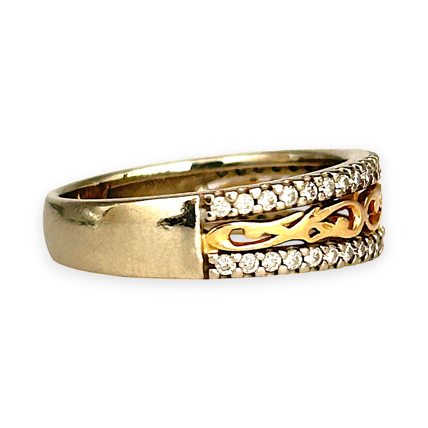 GOLD DEAL | 14ct (14K) Gold Y/W Na Hoku Nalini Ring with Diamonds Size N