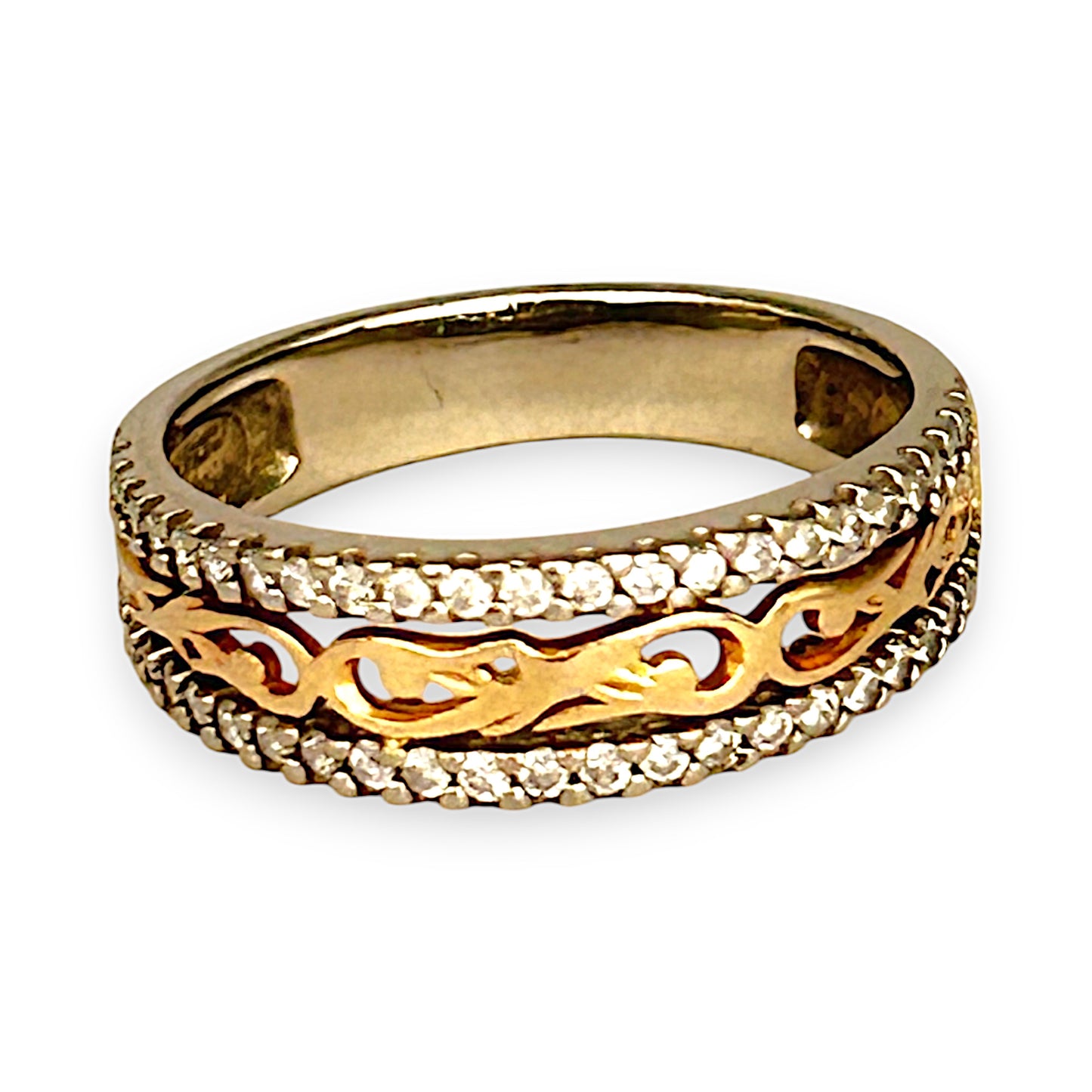 GOLD DEAL | 14ct (14K) Gold Y/W Na Hoku Nalini Ring with Diamonds Size N