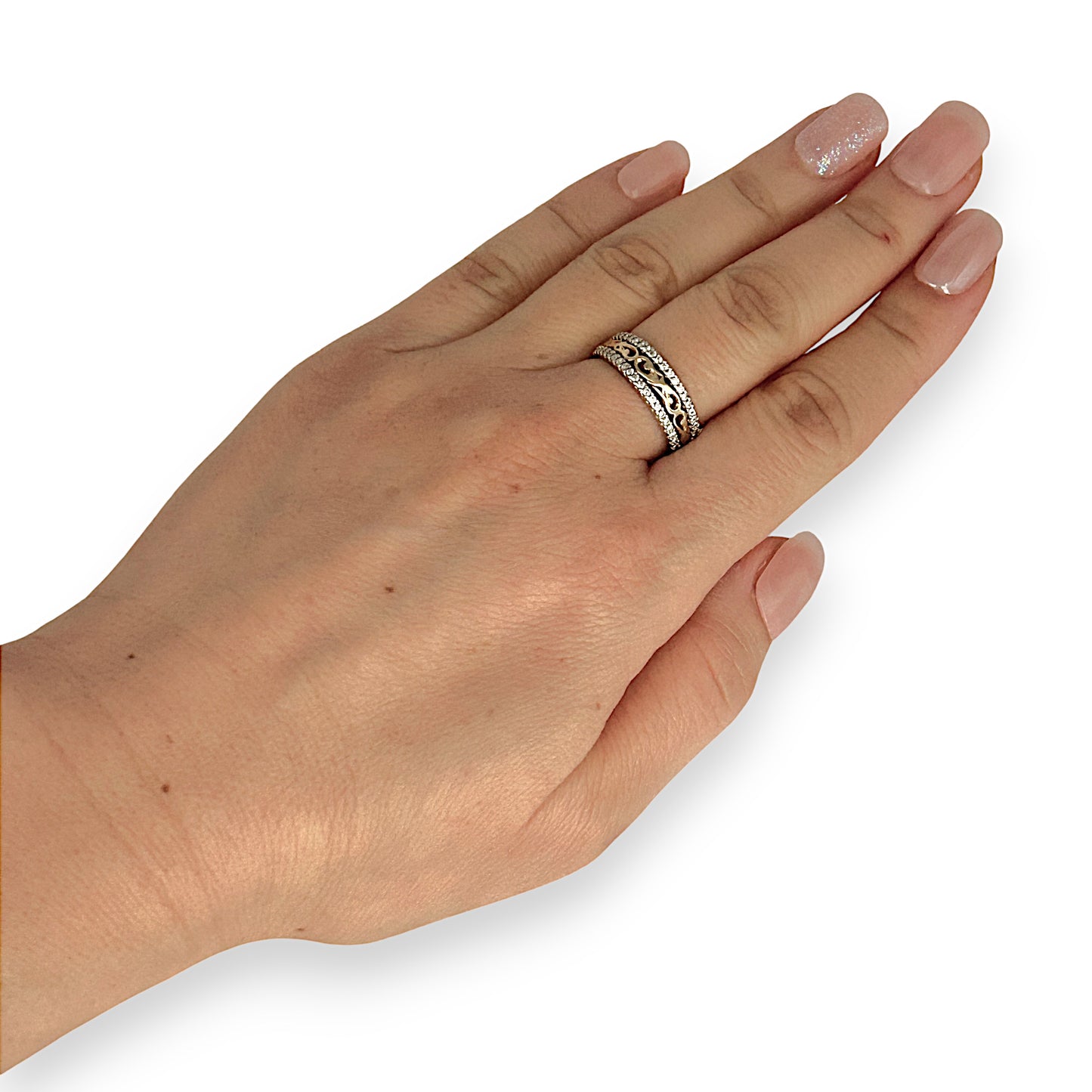 GOLD DEAL | 14ct (14K) Gold Y/W Na Hoku Nalini Ring with Diamonds Size N