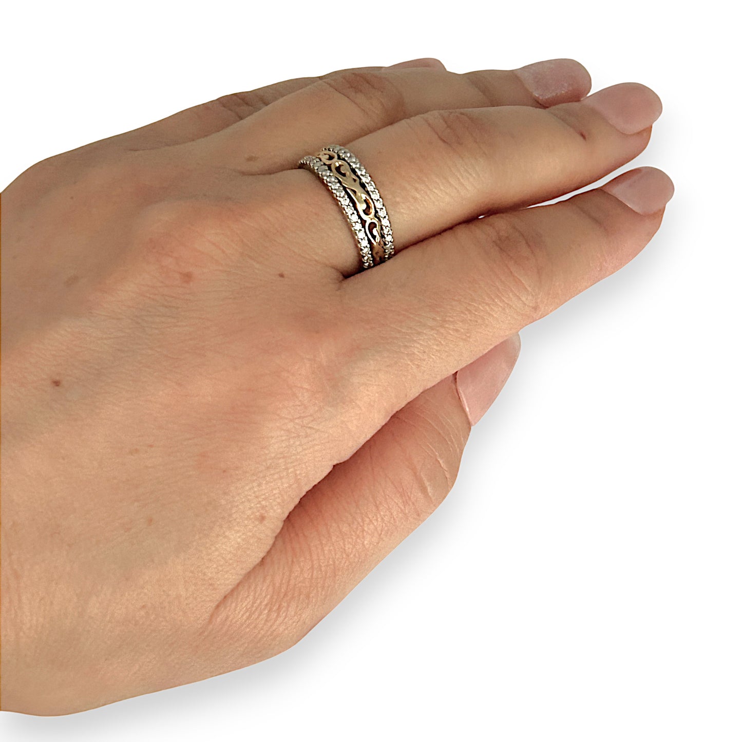 GOLD DEAL | 14ct (14K) Gold Y/W Na Hoku Nalini Ring with Diamonds Size N