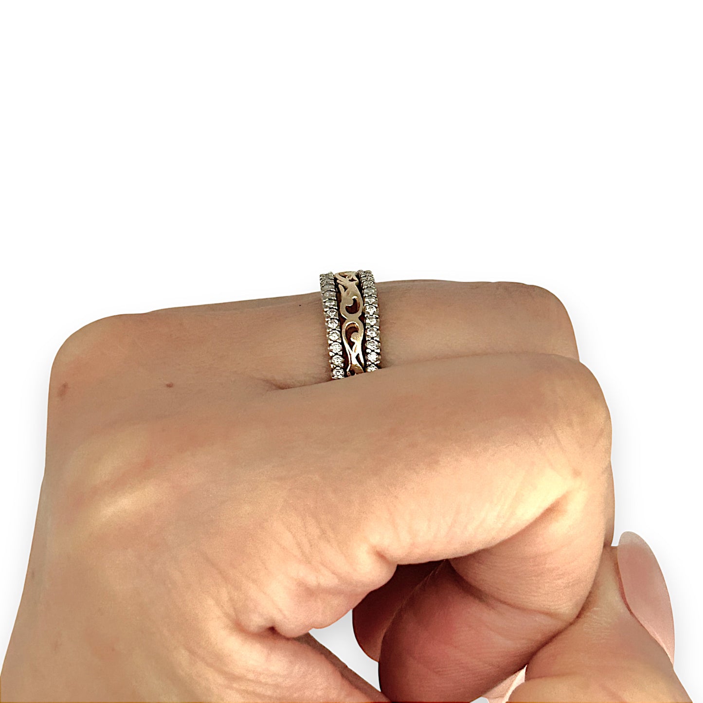 GOLD DEAL | 14ct (14K) Gold Y/W Na Hoku Nalini Ring with Diamonds Size N