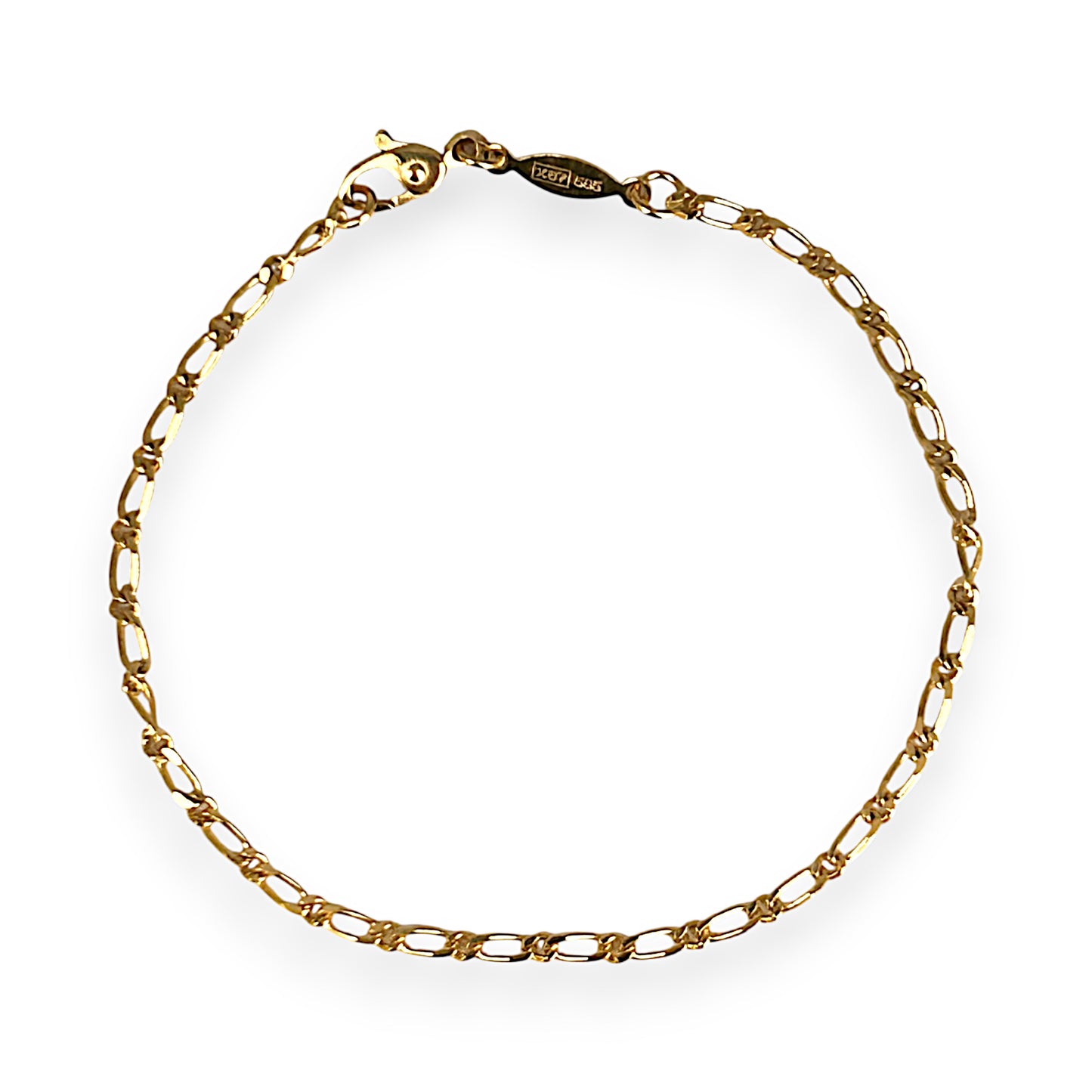 GOLD DEAL | 14ct (14K) Gold Crafted in Greece Figaro Bracelet Length 20cm