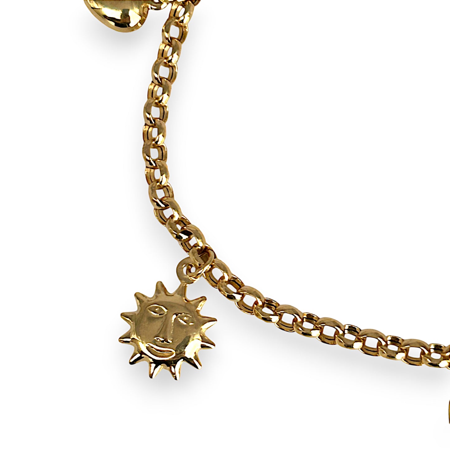 GOLD DEAL | 14K Gold Belcher Bracelet with 5 Charms Length 19cm
