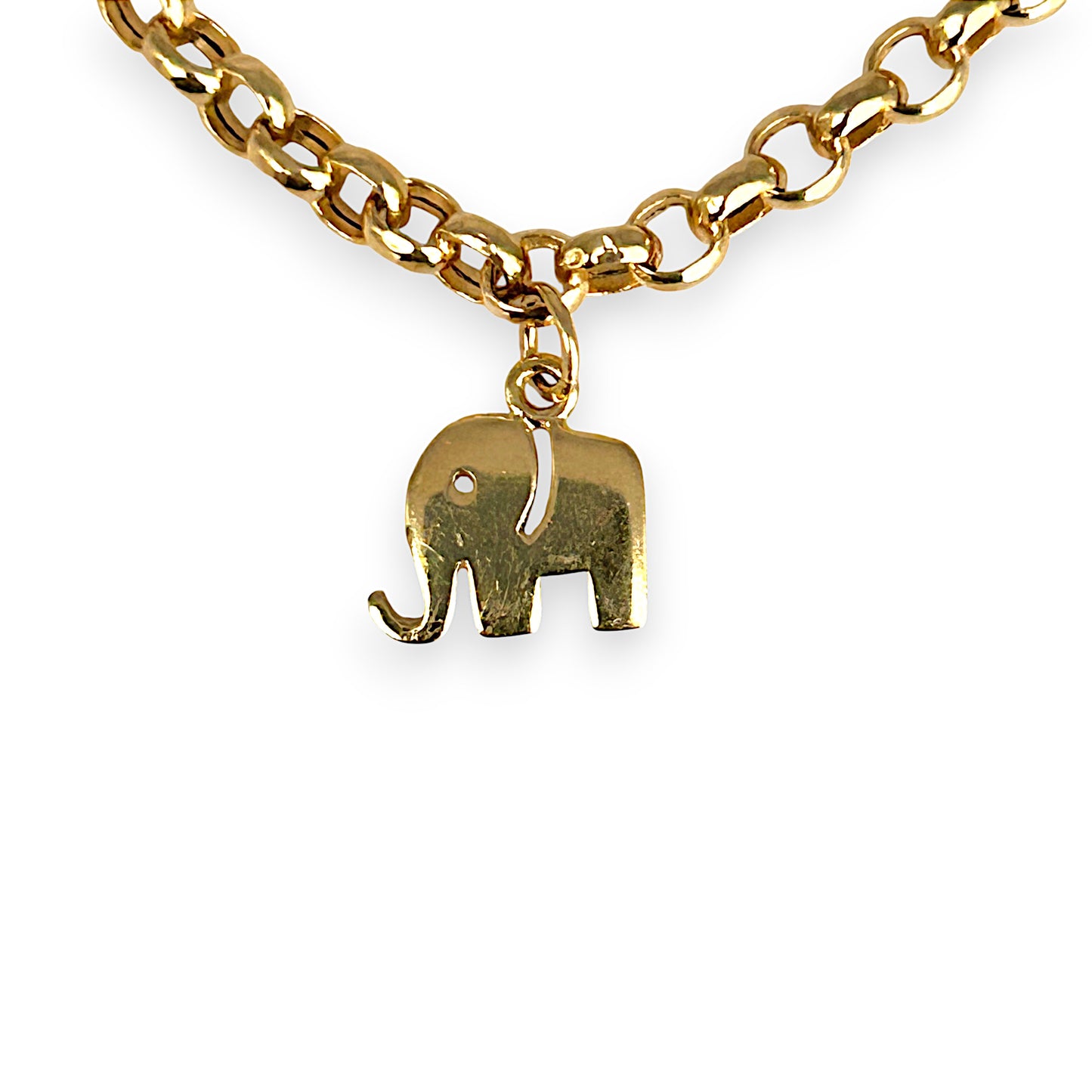 GOLD DEAL | 14K Gold Belcher Bracelet with 5 Charms Length 19cm