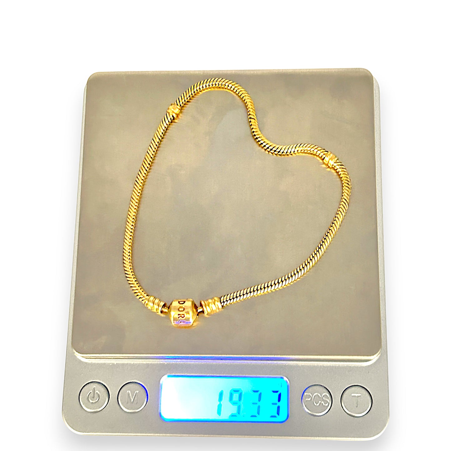 GOLD DEAL | 14ct (14K) Gold 19.33g Pandora Moments Snake Chain Bracelet Length 25cm