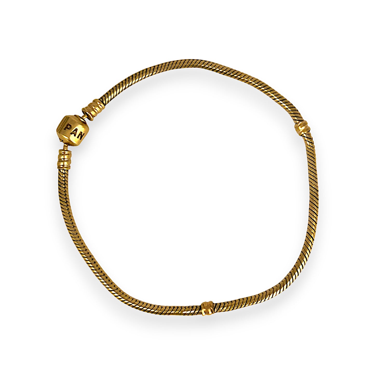 GOLD DEAL | 14ct (14K) Gold 19.33g Pandora Moments Snake Chain Bracelet Length 25cm