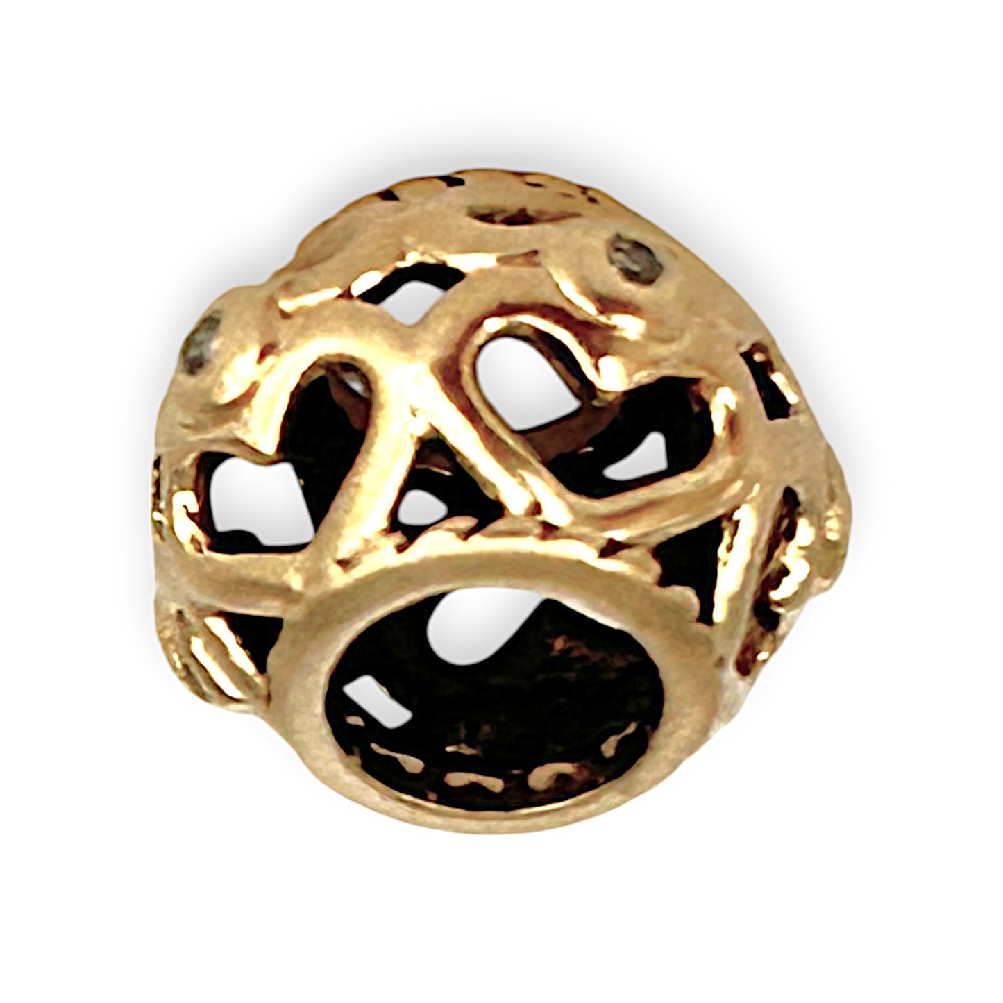 14K Gold Pandora Heart Spacer Charm with diamond. R # 825